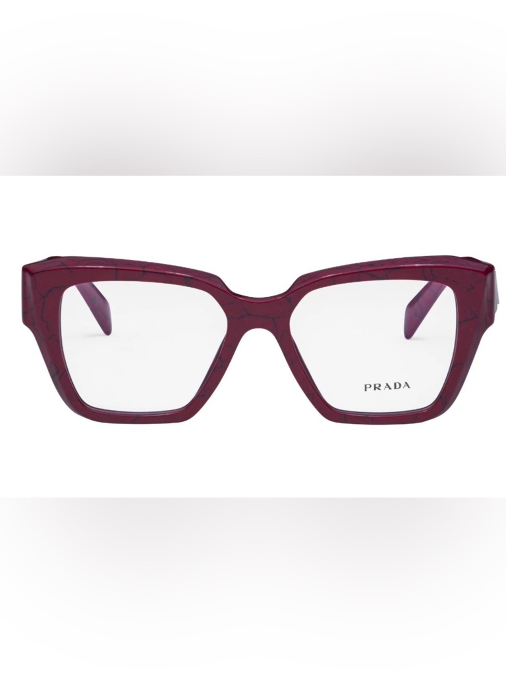 🆕 PRADA PRO9ZV Etruscan Marble Red Cat Eye Eyeglasses Frames - Picture 3 of 4